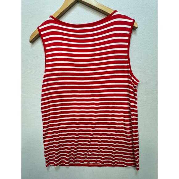 Liz Claiborne Womens Paint the Town Red Blouse Size XL Red Stripe Sleeveless NWT - Picture 8 of 8